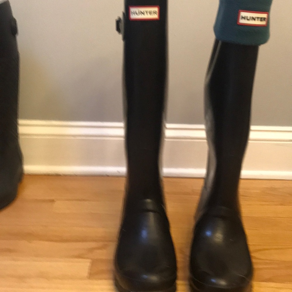Hunter tall boots with  socks
